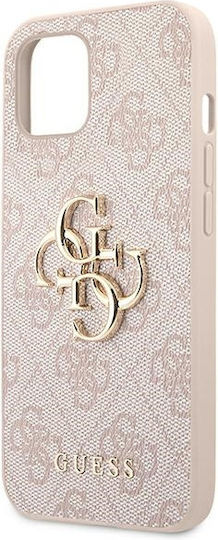 Guess Metal Logo Back Cover Fabric / Silicone Pink (iPhone 13)