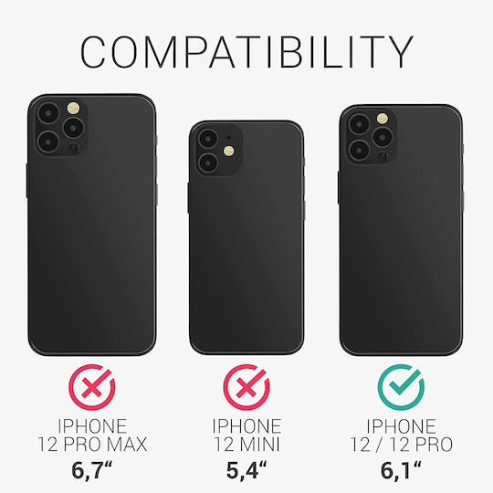 KWmobile Back Cover Silicone with Strap Transparent / Gold (iPhone 12 / 12 Pro)