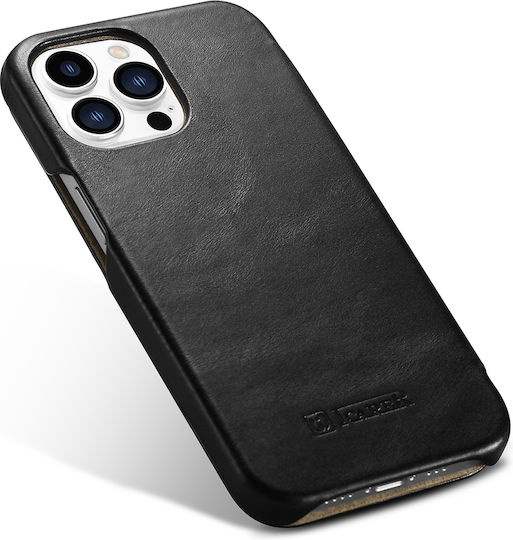 iCarer Curved Edge Vintage Book Δερμάτινο Μαύρο (iPhone 13 Pro)