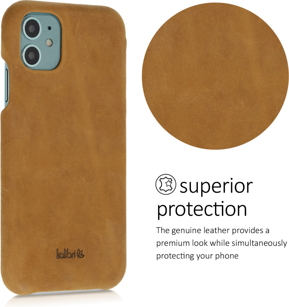 Kalibri Smooth Genuine Leather Back Cover Light Brown (iPhone 11