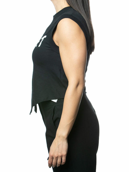 Women's Summer Crop Top Cotton Sleeveless Black