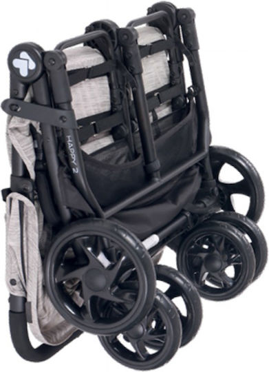 Kikka Boo Happy 2 Doppelter Kinderwagen Geeignet für Neugeborene Dark Grey 6.3kg