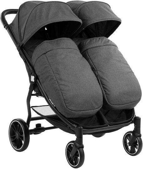 Kikka Boo Happy 2 Doppelter Kinderwagen Geeignet für Neugeborene Dark Grey 6.3kg