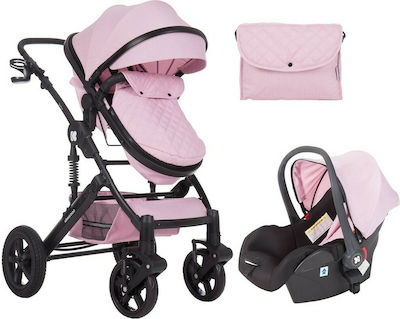 Kikka Boo Darling 3 in 1 Verstellbar 3 in 1 Baby Kinderwagen Geeignet für Neugeborene Pink Ribbon 12kg