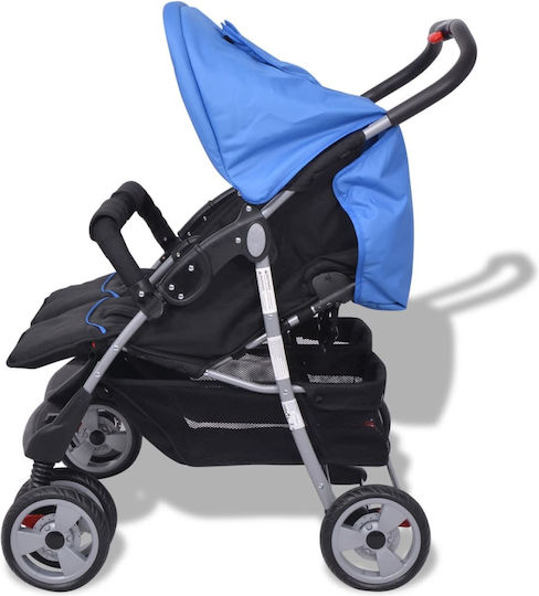 vidaXL Double Stroller Suitable from 6+ Months Blue & Black