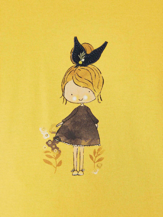 Kinder-Shirtkleid Langarm Gelb Beach