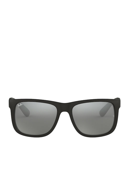 Ray Ban Justin Unisex Sunglasses with Black Plastic Frame and Silver Mirror Lens RB4165 622/6G