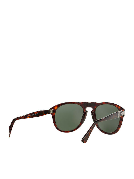 Persol Unisex Sunglasses with Brown Tartaruga Plastic Frame and Green Lens PO0649S 24/31