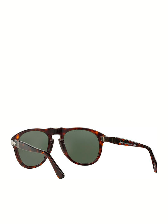 Persol Unisex Sunglasses with Brown Tartaruga Plastic Frame and Green Lens PO0649S 24/31