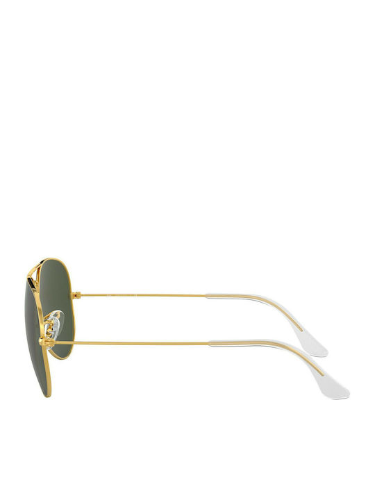 Ray Ban Aviator Unisex Sunglasses with Gold Metal Frame and Green Lens RB3025 001
