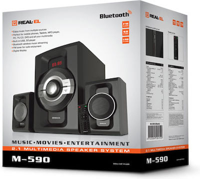 Real-El M-590 Ηχεία Υπολογιστή 2.1 με Bluetooth και Ισχύ 60W σε Μαύρο Χρώμα