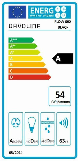 Davoline Flow 90 Chimney Vent Hood 90cm Black