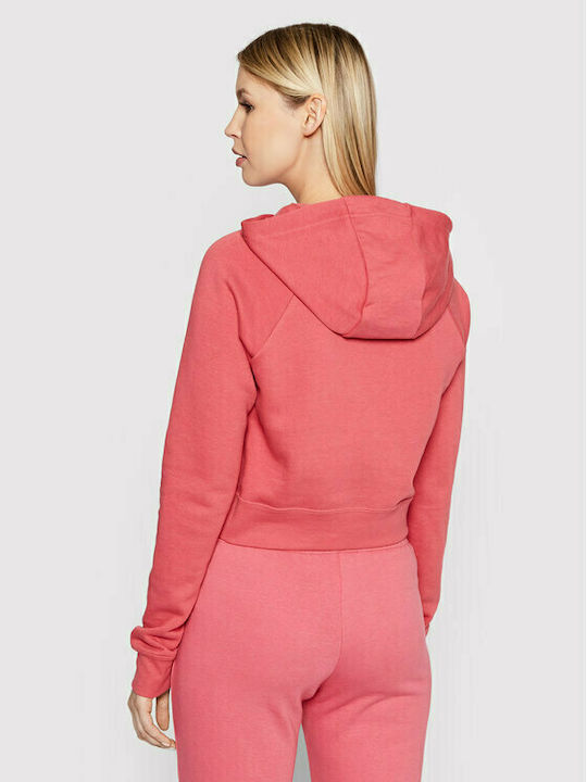 Nike Cropped Γυναικείο Φούτερ με Κουκούλα Ροζ