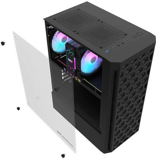 Darkflash DK300 Gaming Midi Tower Κουτί Υπολογιστή με Πλαϊνό Παράθυρο Μαύρο
