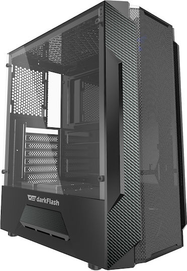 Darkflash LEO Gaming Midi Tower Κουτί Υπολογιστή με Πλαϊνό Παράθυρο Μαύρο