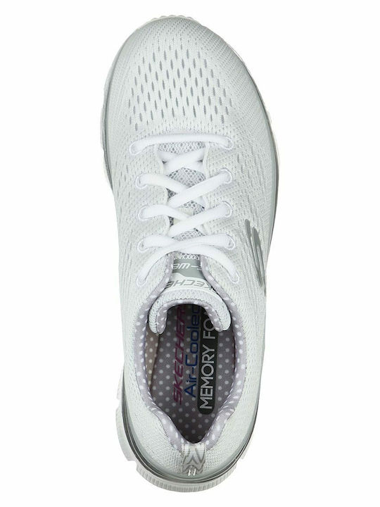 Knit Lace Up Wedge Sneakers White