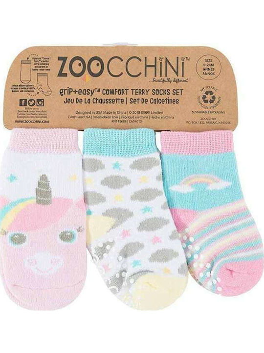Zoocchini Αντιολισθητικές Παιδικές Κάλτσες Μακριές Πολύχρωμες 3 Ζευγάρια