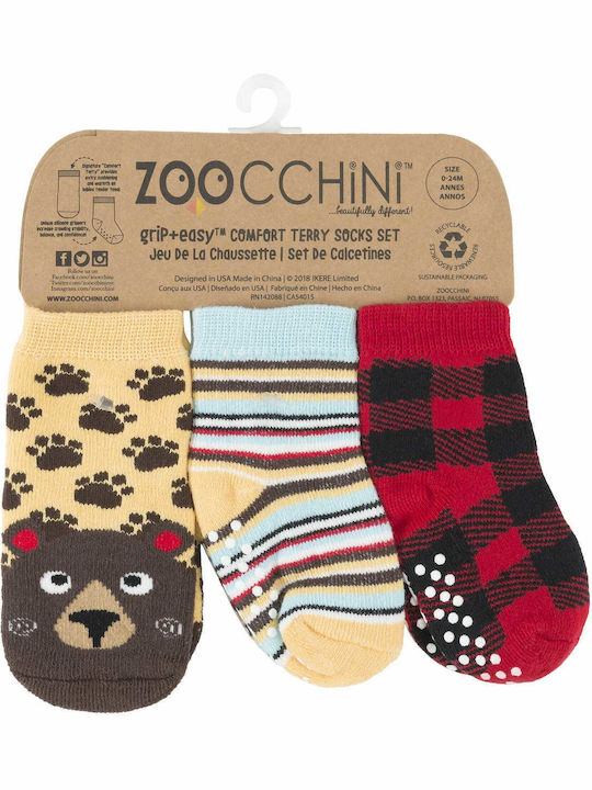 Zoocchini Αντιολισθητικές Παιδικές Κάλτσες Μακριές Πολύχρωμες 3 Ζευγάρια