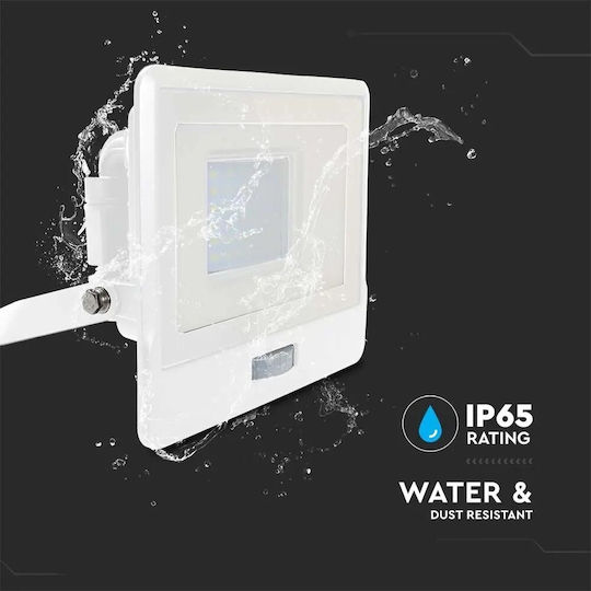 V-TAC Waterproof LED Floodlight 30W Natural White 4000K with Motion Sensor IP65