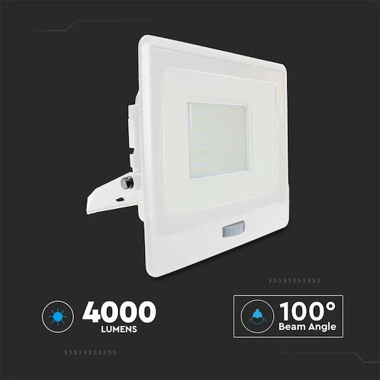 V-TAC Waterproof LED Floodlight 50W Natural White 4000K with Motion Sensor IP65
