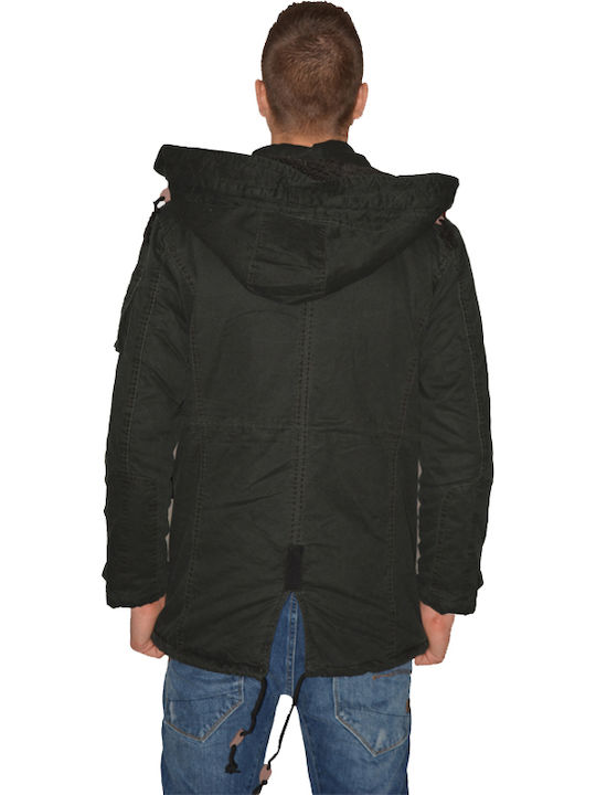 Explorer Herren Winter Jacke Parka Schwarz