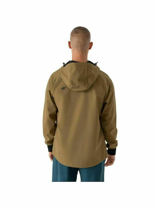 4F Men's Winter Softshell Jacket Waterproof and Windproof Brown