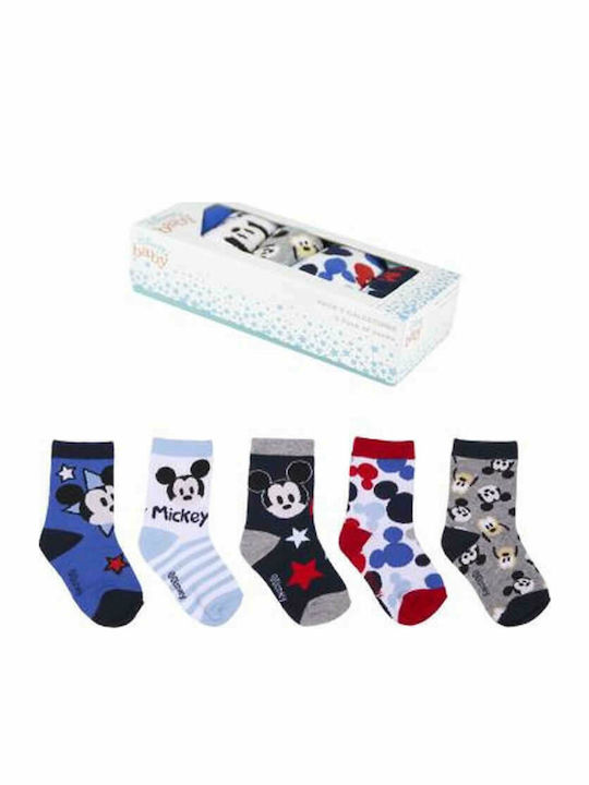 Cerda Kids Socks Knee-High Mickey Light Blue 5 Pairs