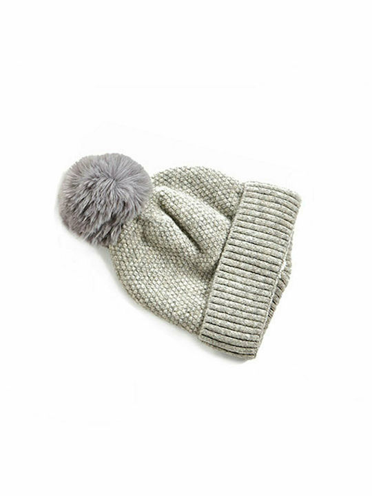 Verde Pom Pom Beanie Beanie Knitted in Gray color