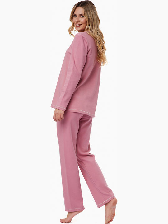 Minerva Winter Women's Pyjama Set Pink Love Stars