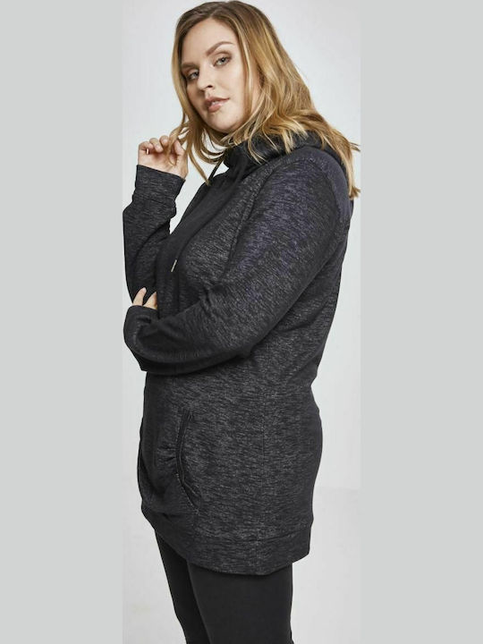 Lang Damen Sweatshirt Kapuzen Schwarz