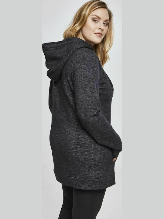 Lang Damen Sweatshirt Kapuzen Schwarz