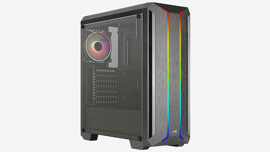 Aerocool Skyline Gaming Middle Tower Carcasă PC cu Deschidere Laterală și Sistem Iluminare RGB Neagră