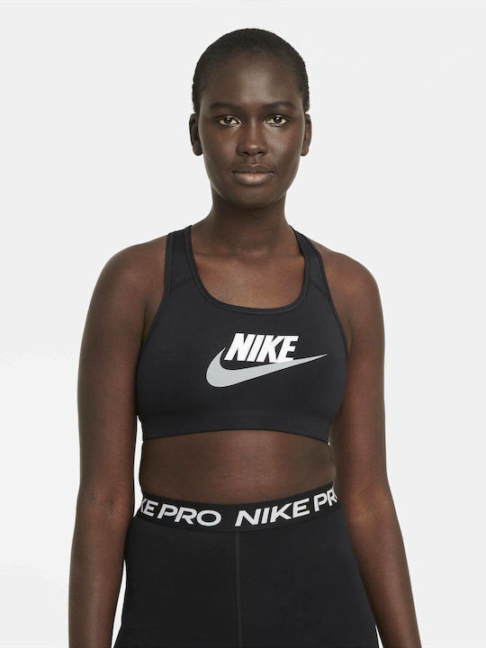 Swoosh Women's Athletic Sports Bra Black