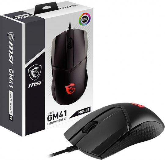 MSI Clutch GM41 Lightweight V2 RGB Gaming Ποντίκι 6400 DPI Μαύρο