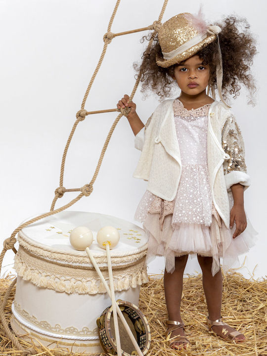 Baby u Rock Tamara Nude Taufset Kleidung mit Haar-Accessoires & Kleid aus Tüll 2Stück