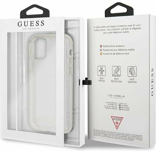 Guess Glitter Back Cover Πλαστικό Ασημί (iPhone 11 Pro)