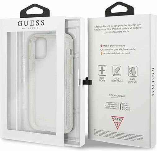 Guess Glitter Back Cover Plastic Argintiu (iPhone 11 Pro Max)