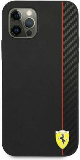 Ferrari On Track Carbon Stripe Back Cover Σιλικόνης Μαύρο (iPhone 12 Pro Max)