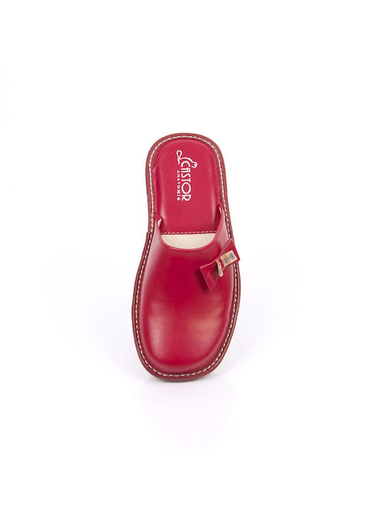 Castor Anatomic 3905 Anatomic Leather Women's Slippers In Red Colour