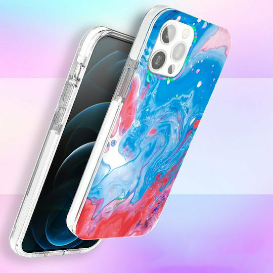Kingxbar Watercolor Series Back Cover Silicone Blue/Pink (iPhone 12 / 12 Pro)