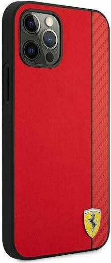 Ferrari On Track Carbon Stripe Back Cover Πλαστικό Κόκκινο (iPhone 12 Pro Max)
