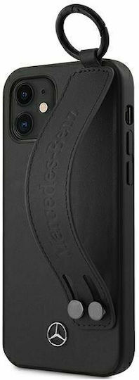 Mercedes-Benz Leather Hand Strap Back Cover Plastic / Piele Negru (iPhone 12 mini)