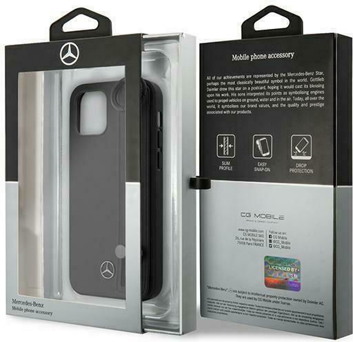 Mercedes-Benz Leather Hand Strap Back Cover Plastic / Piele Negru (iPhone 12 mini)