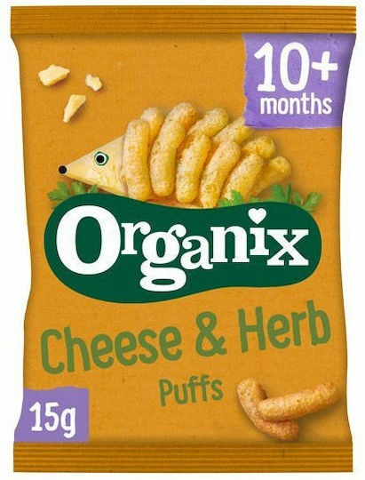 Organix Erdnussflips Puffs mit Geschmack Käse Zuckerfrei 15gr für 12+ Monate