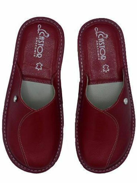 Anatomical Leather Women's Slippers Burgundy