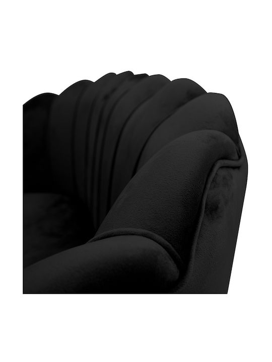 Daimon Two-Seater Couch Velvet Black Velvet-Black Metal 134x70x77cm
