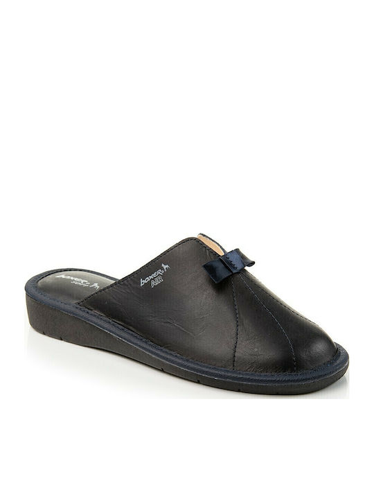 Anatomical Leather Women's Slippers Navy Blue