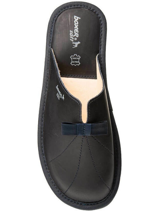 Anatomical Leather Women's Slippers Navy Blue