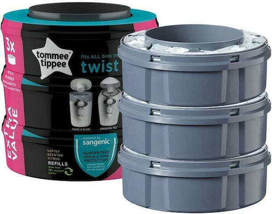 Tommee Tippee Twist and Click Replacement Bags for Bin Multicolored 3 Pieces
