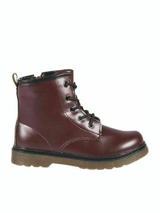 Elenross Kids Military Boots with Zipper Burgundy